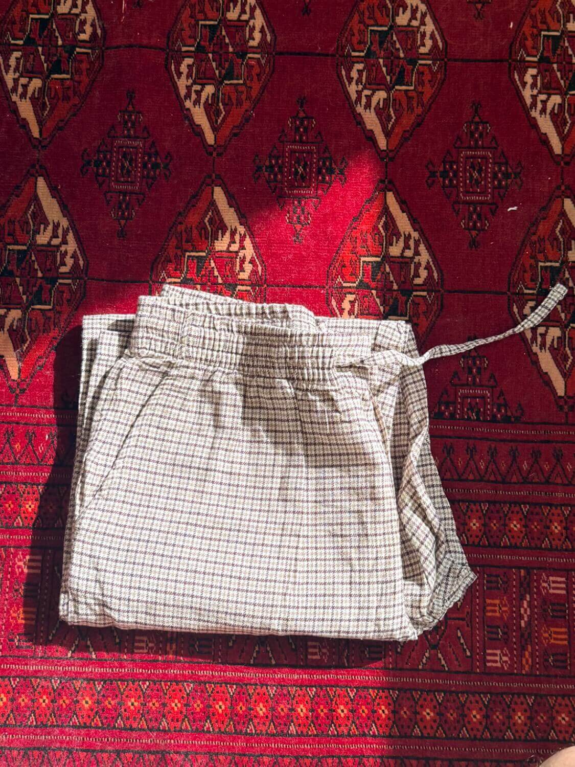شلوار 4 خونه نخی کرمی شلوار 4 خونه نخی کرمی